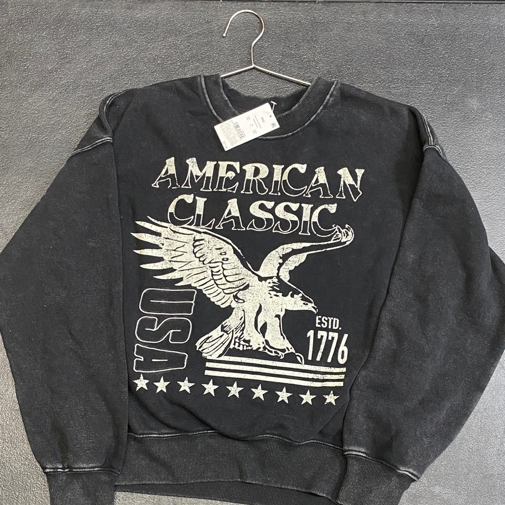 Women’s Crewneck Sweater by Zoe and Liv in Distressed Black